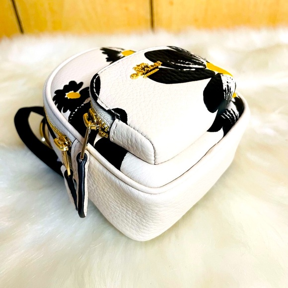 NWT Coach Brown Mini Court Backpack Bag Charm withh Floral Print - Picture 3 of 7